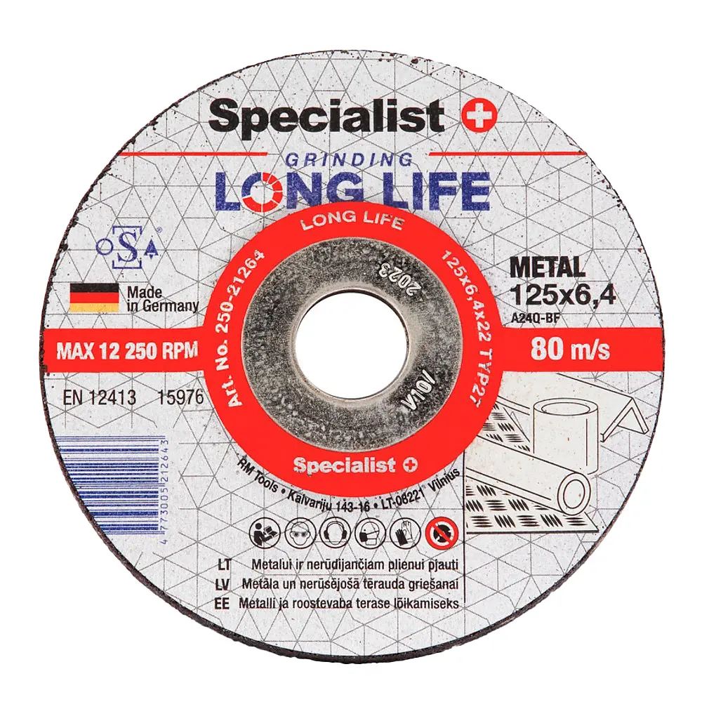 Диск шліфувальний для металу Specialist+ Long Life 125 x 6.4 x 22 (250-21264)
