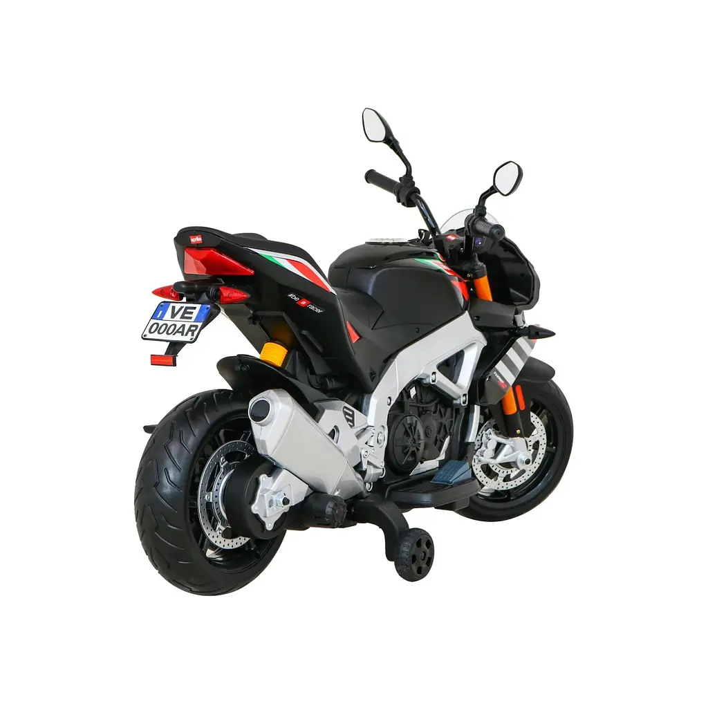 Електромотобайк із допоміжними колесами Ramiz Aprilia Tuono V4 12 В, чорний (PA.A010.CZ) - фото 9