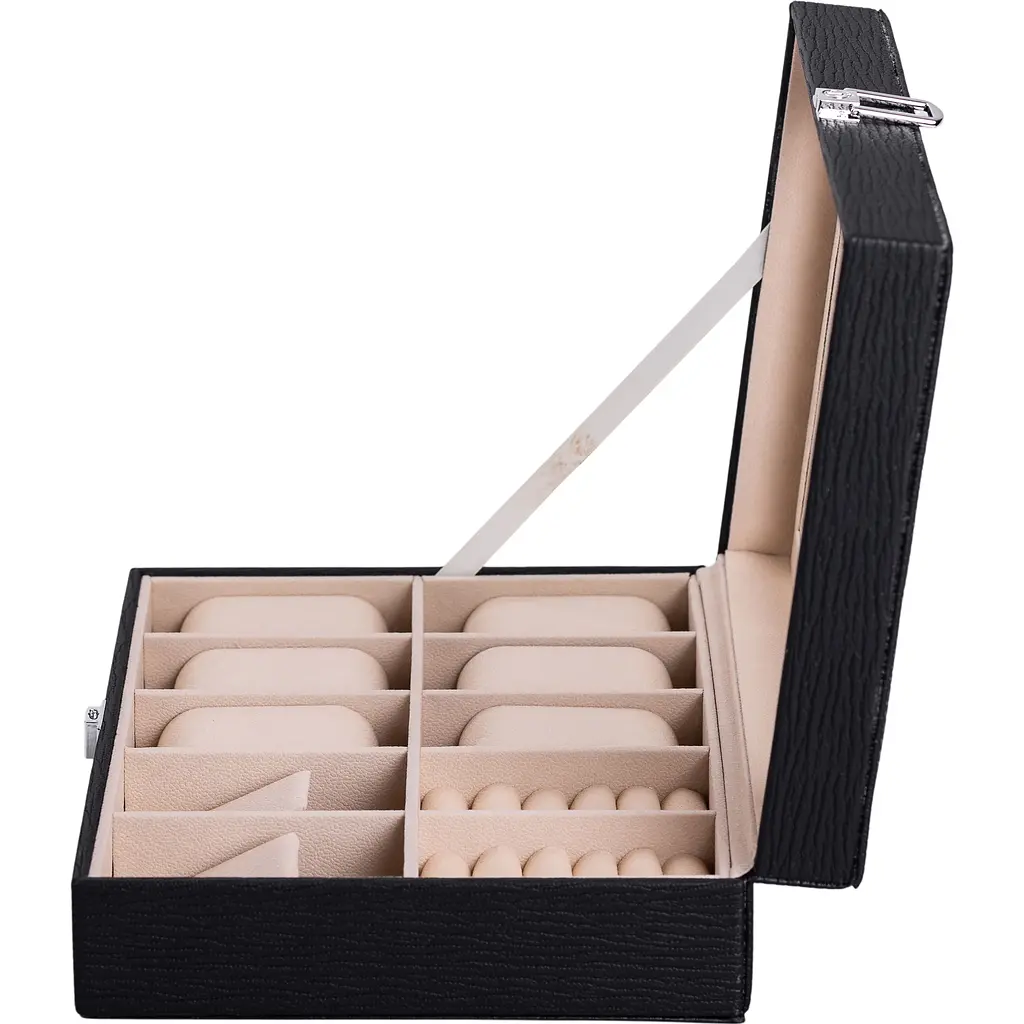 Скринька-органайзер Yiwu для прикрас та аксесуарів із накидним замком 25.5x20x7.5 см чорна HP-5-6B - фото 3