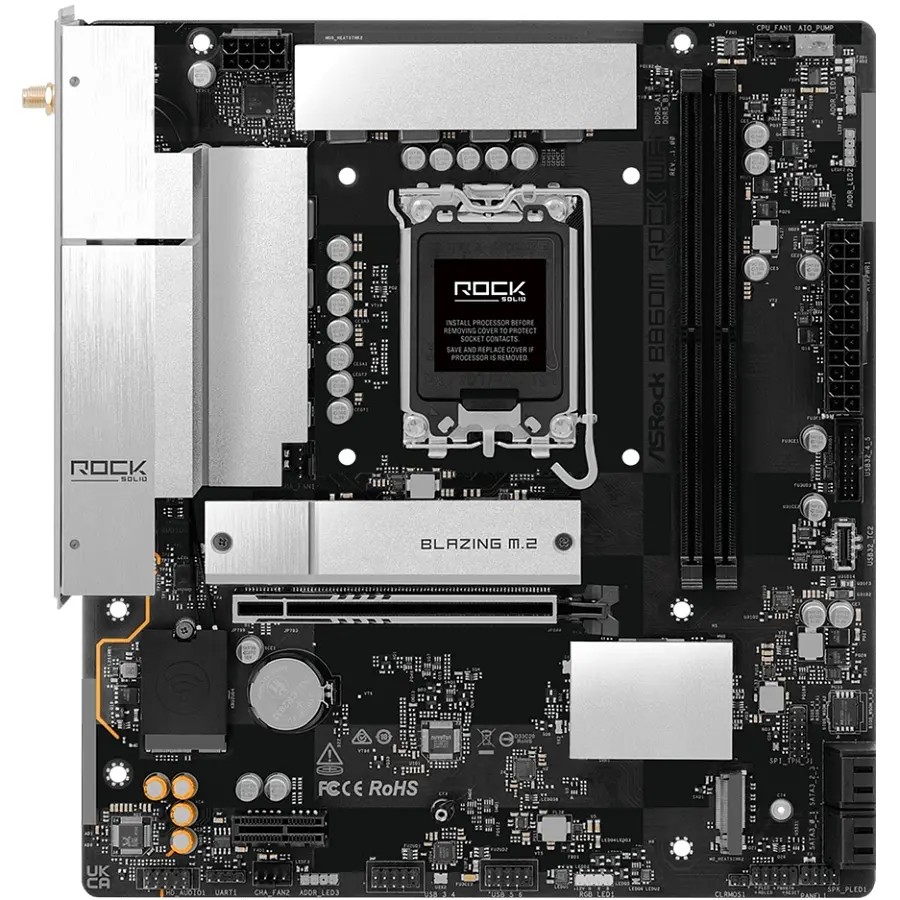 AsRock B860M ROCK WIFI (1851/B860, 2*DDR5, 2*PCIex16, HDMI/DP, 4xSATA, 2xM.2, 2.5Glan, 7.1ch, mATX) - фото 5