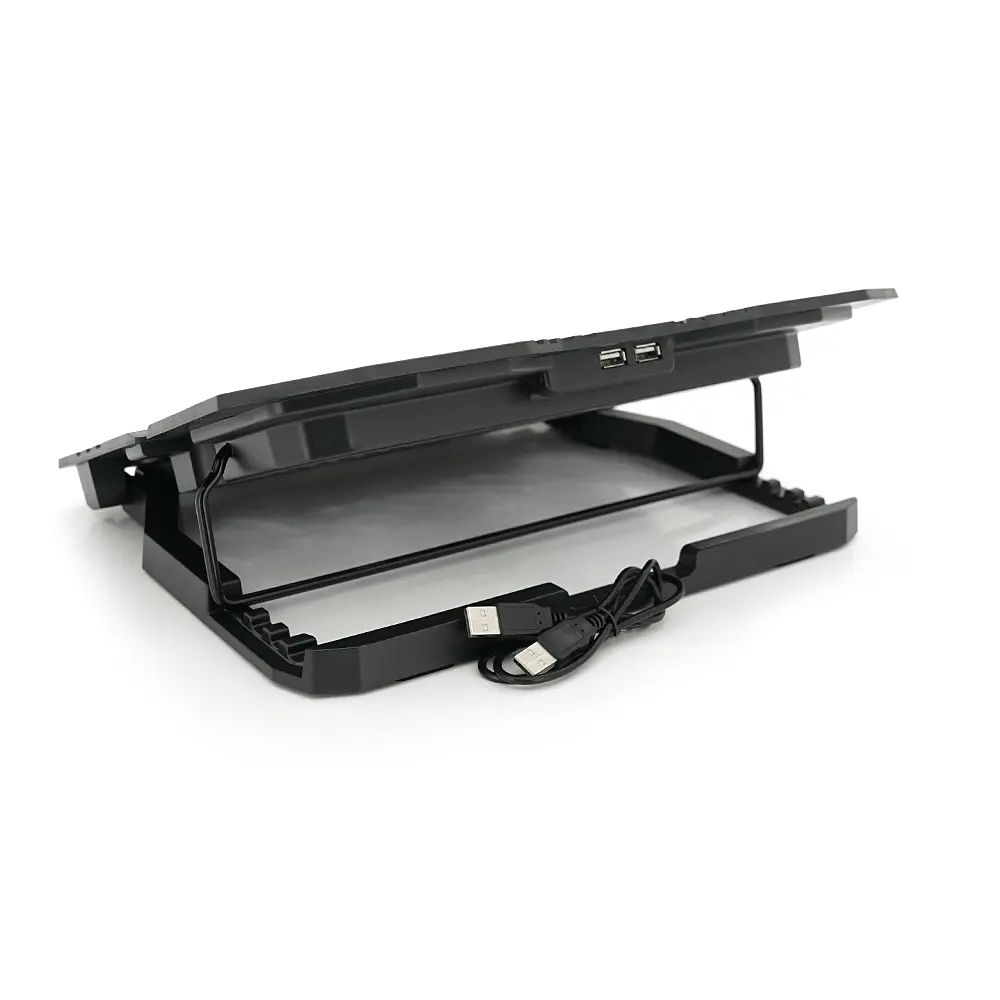 Підставка для ноутбука IceCoorel K8, 10-17", 6*70mm 1800 RPM±10%, корпус пластик+алюміній, 2xUSB2.0 + LCD, 365*297*30mm, Black, Box, Q18 - фото 2