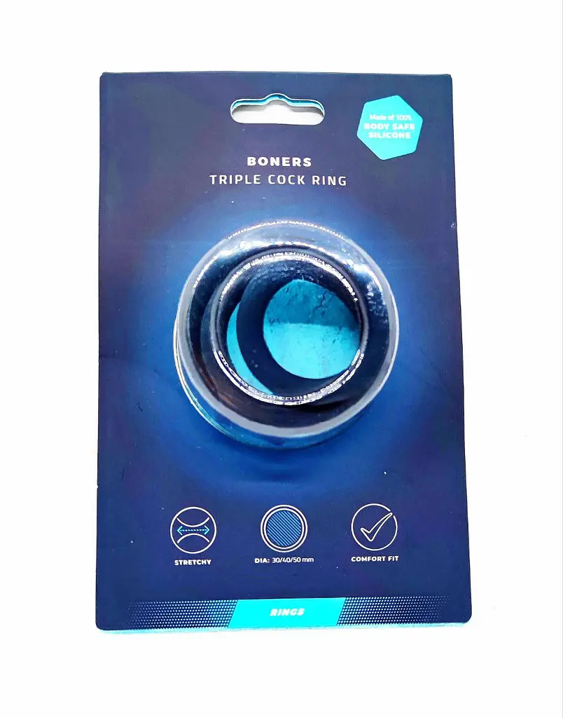 Потрійне ерекційне кільце Boners Triple Cock Ring (сірий) - фото 6