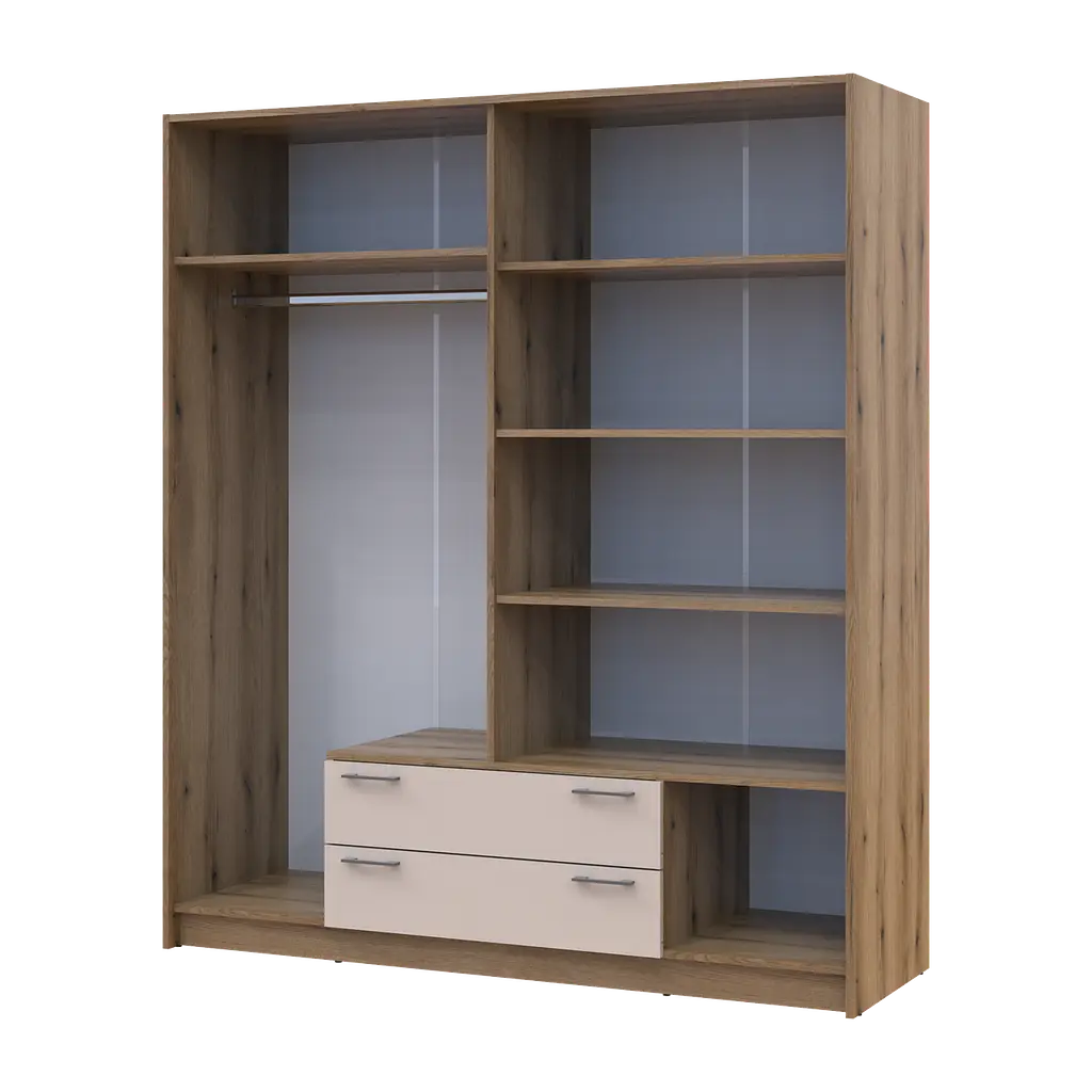 Шафа для одягу Doros Ронді з дзеркалом Дуб Артизан/Кашемір 4ДСП 160х52х195 (80737827) - фото 3