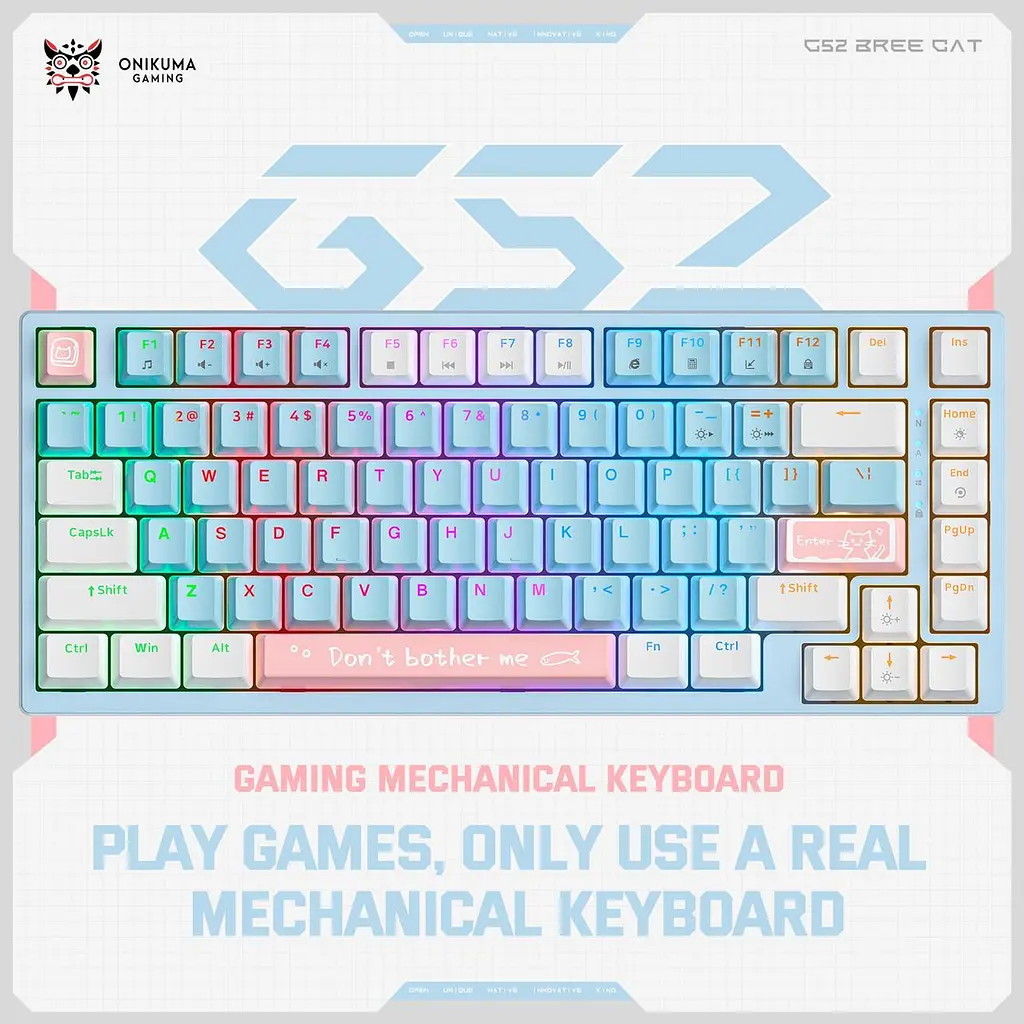Клавіатура Onikuma геймерська G-32 RGB підсвітка та 3 режима підключення ігрова Bluetooth для ПК Блакитний - фото 2