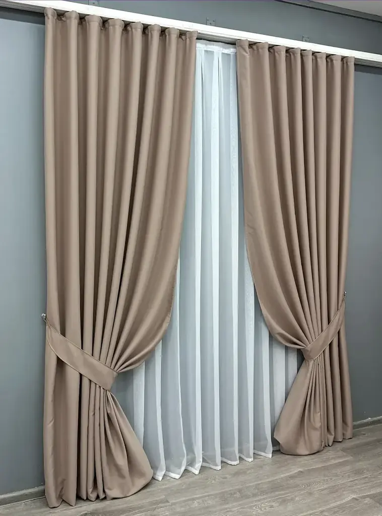 Комплект штор VR-Textil Midnight блекаут 2 шт 150x290 см світле какао (1824ш) - фото 3