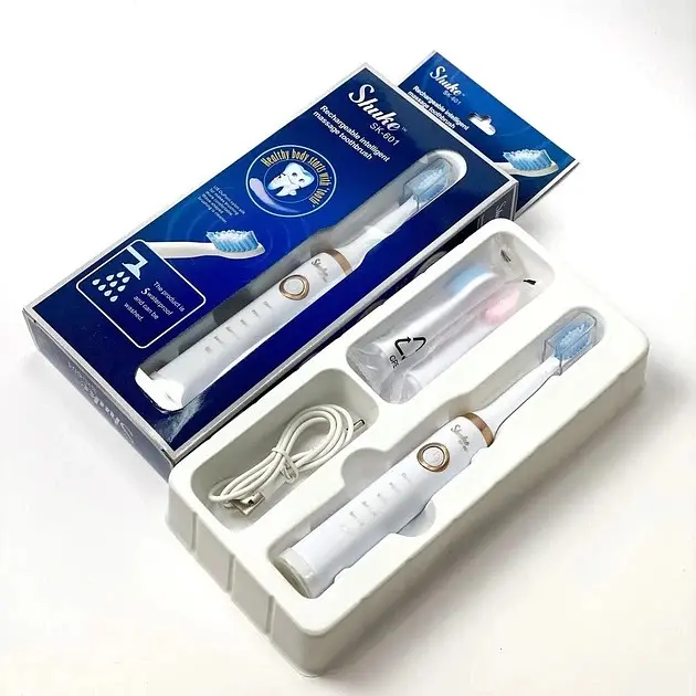 Електрична звукова зубна щітка Shuke SK-601 з 5 режимами роботи + 4 насадки - фото 7
