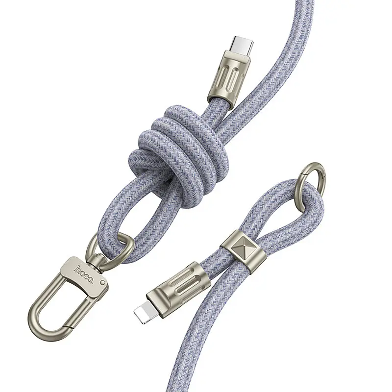 Дата кабель-шнурок Hoco GH7 Elegant Type-C to Lightning (1.8m) Denim Blue - фото 2