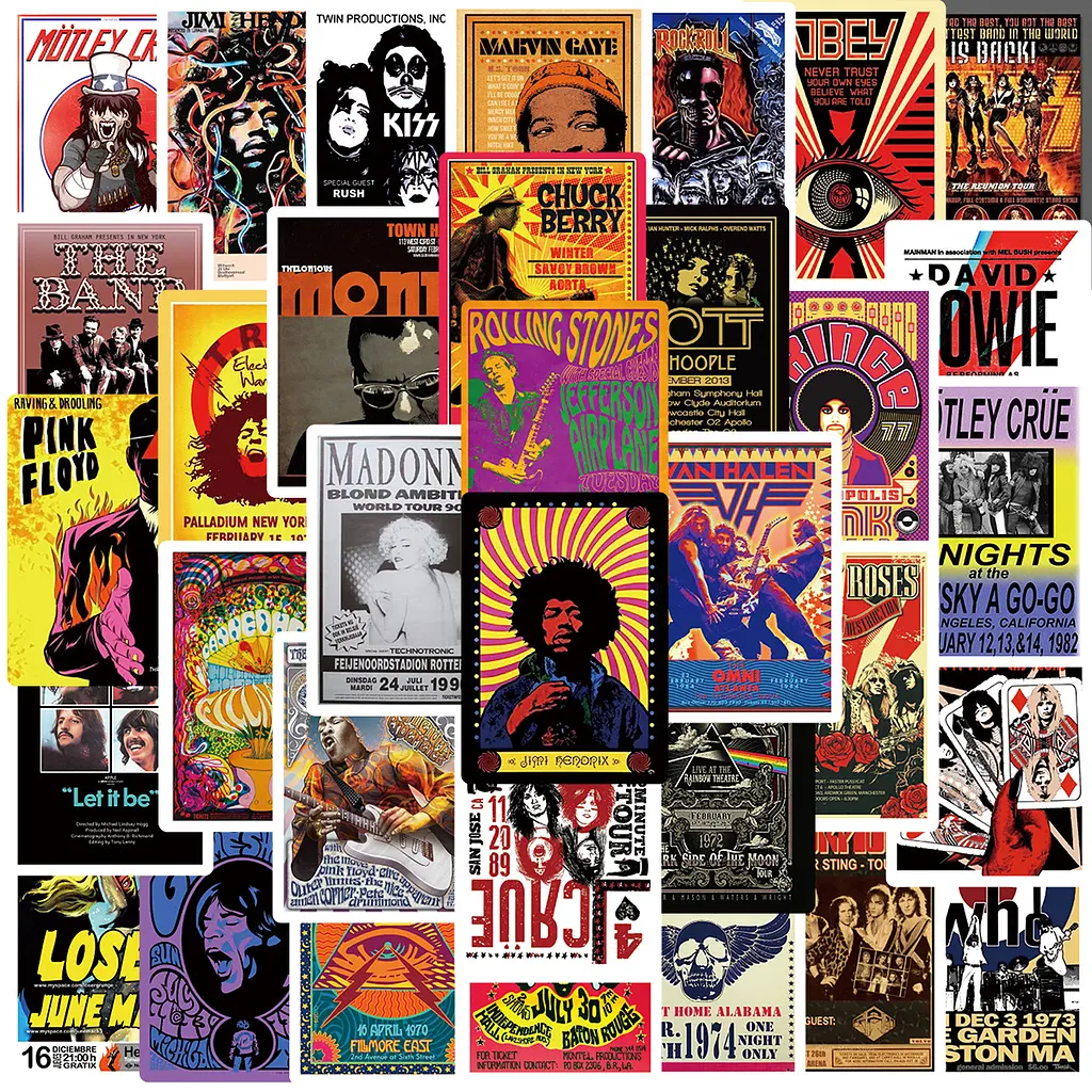 Стікерпак музика міні-постери Набір наклейок GeekLand music mini posters 50 штук - фото 3