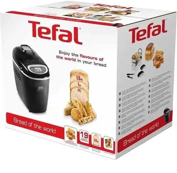 Tefal Хлібопічка Bread of the World 1600Вт, програм-19, макс.вага -1,5кг, форма-квадрат, пластик, чорний - фото 4