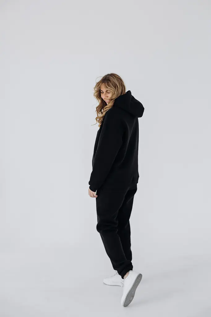 Худі для вагітних і годуючих мам утеплене спортивне з капюшоном і секретом для годування на блискавці XL Мамин Дім чорний - фото 10