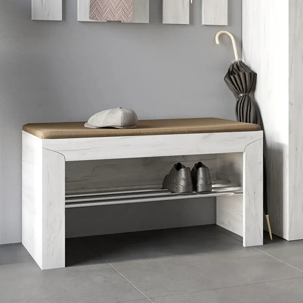 Тумба для обуви с подушкой Эверест Либерти 90х38х46 см дуб крафт белый (EVR-2209) - фото 5