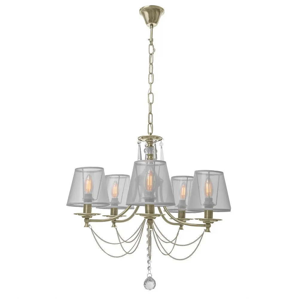 Люстра подвесная Brille прованс с абажуром E14 40W BZ (BKL-669S/5) - фото 2