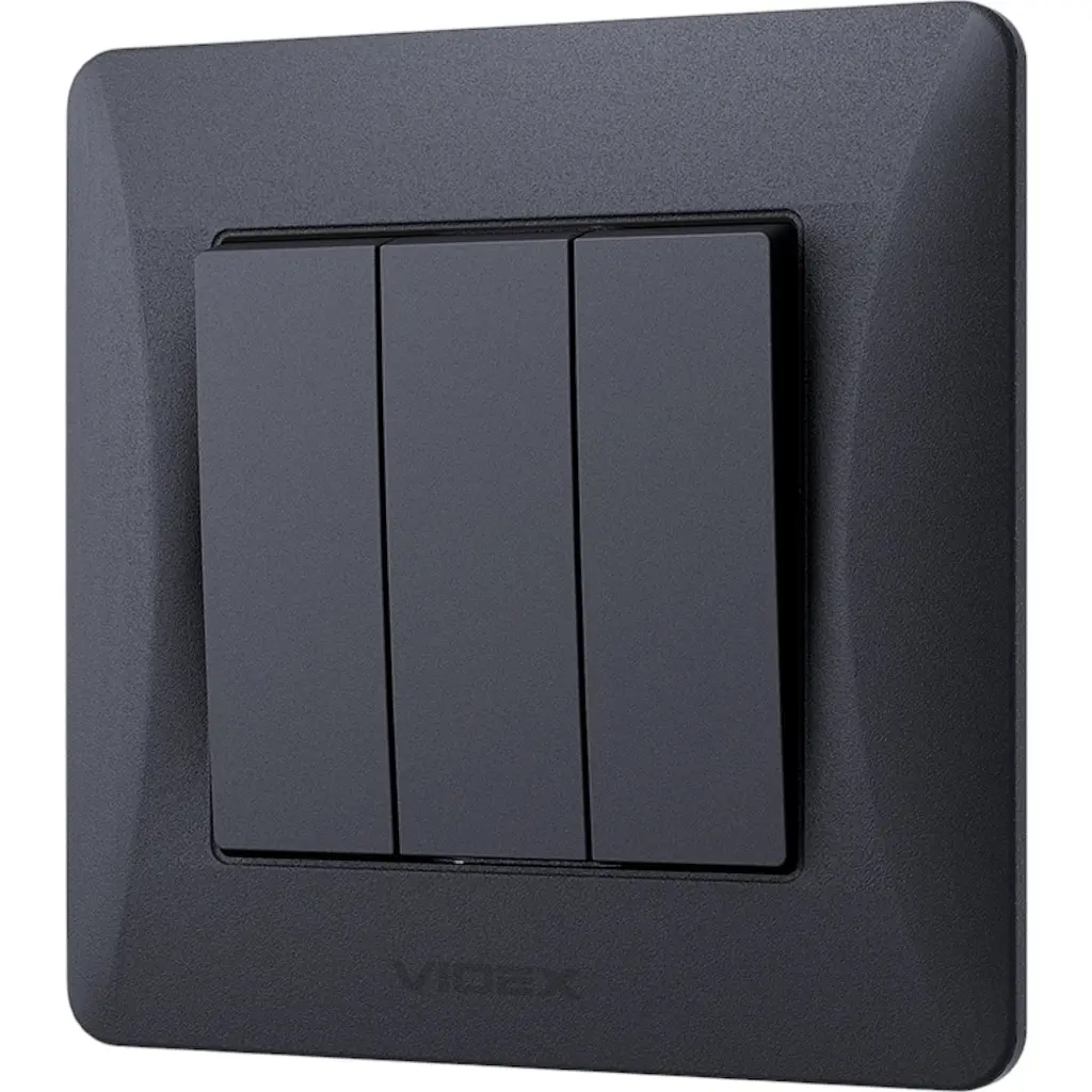 Вимикач трьохклавішний Videx Binera чорний графіт 1 шт. - фото 2