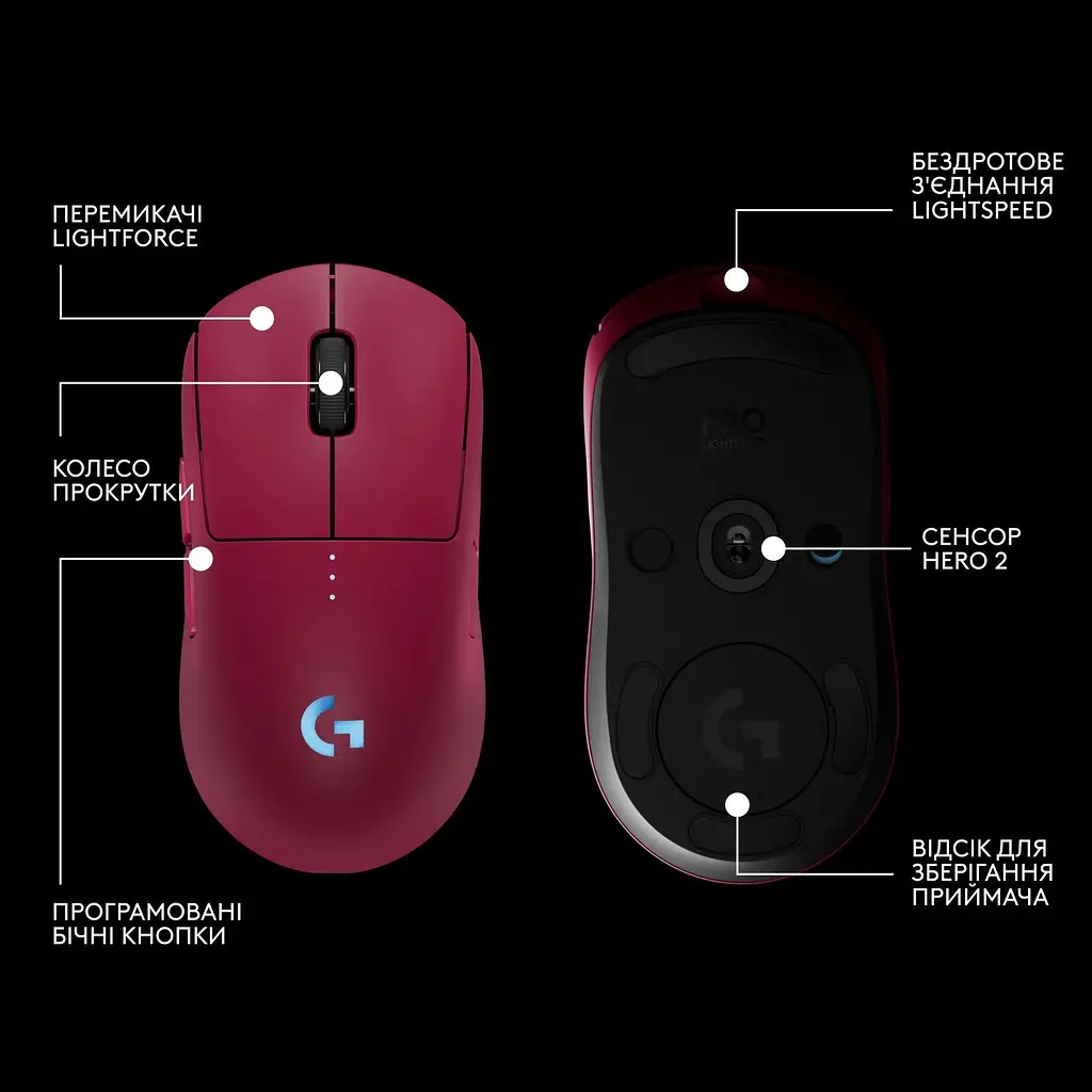 Миша Logitech G Pro 2 Lightspeed Wireless Magenta (910-007309) [118108] - фото 11