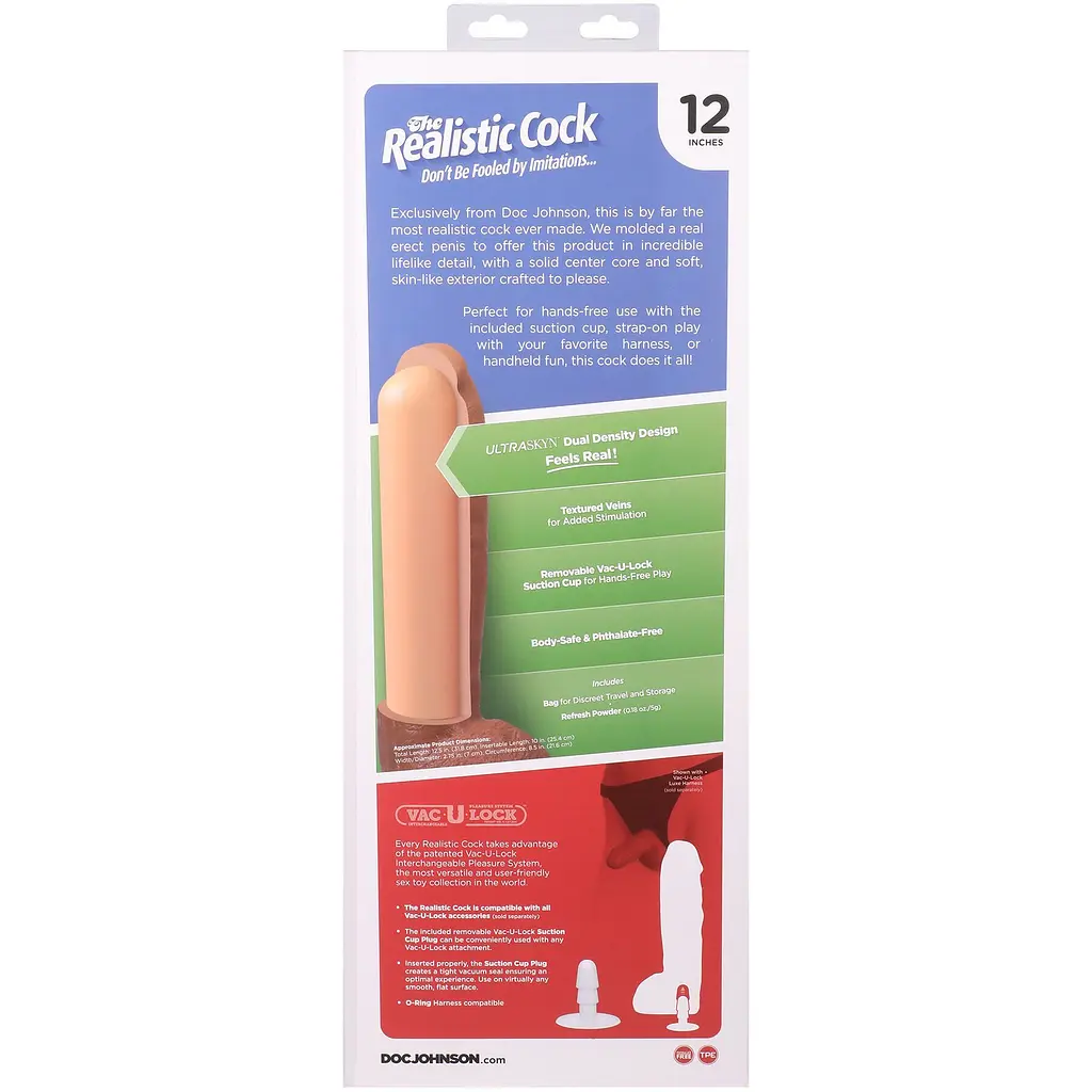 Фалоімітатор Doc Johnson The Realistic Cock ULTRASKYN 12 Inch Hung, 31.8 см - фото 11
