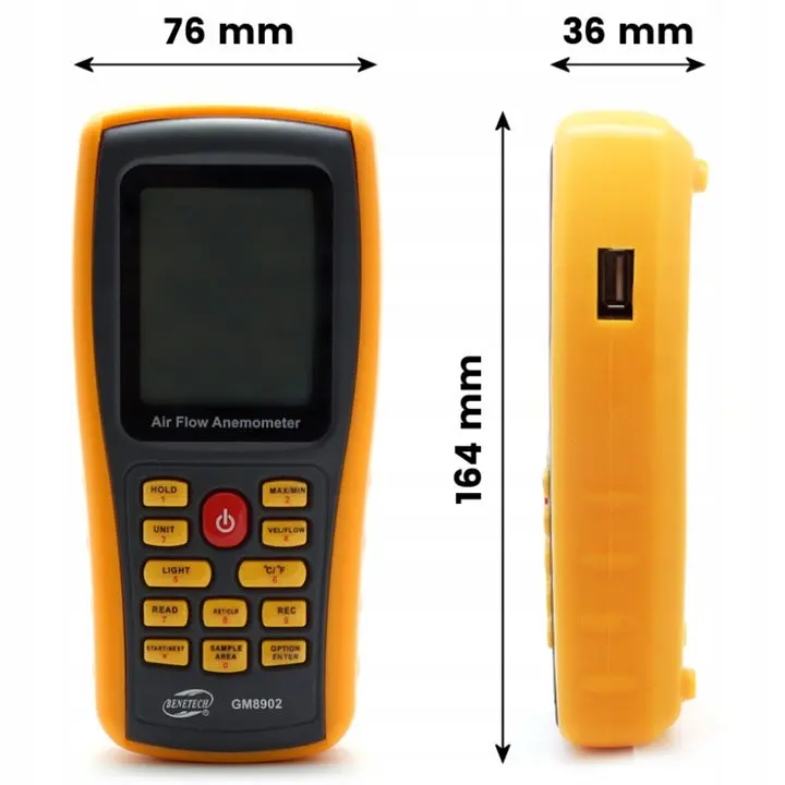 Анемометр-термометр USB 0,3-45 м/с, 0-45 °C BENETECH GM8902 - фото 6