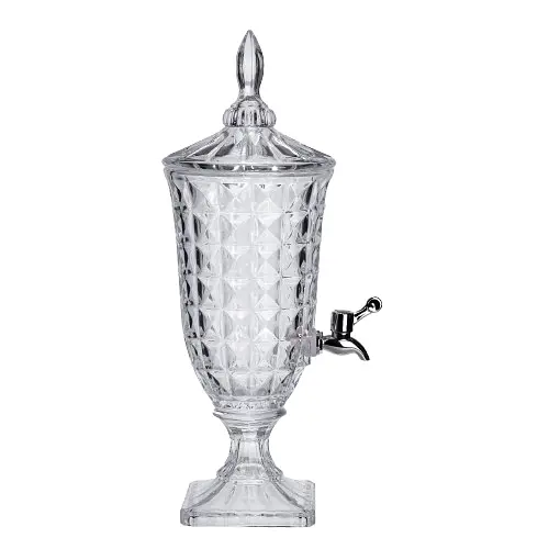 Лимонадница с краном на подставке стеклянная 2 л 46 см. Прозрачный Yiwu HP-19-12F - фото 2