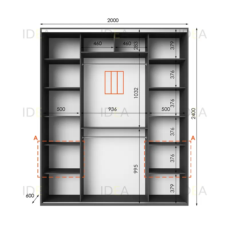 Шафа-купе Idea серія 3 200 x 60 x 240 см Антрацит - фото 2
