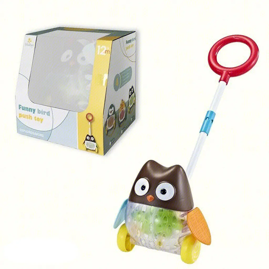 Каталка на палиці, 48 см, світло, підвісні крила, 3 види (пінгвін, каченя, сова), на батарейках, 21x21 см - фото 2