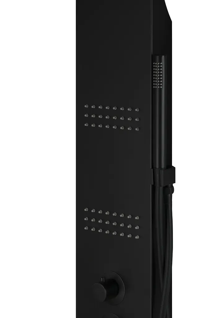 Душова панель Corsan Kaskada black LED з термостатом A014TBLLED, Чорний матовий - фото 3