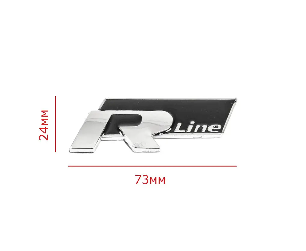 Емблема R-Line для Volkswagen Чорний + Хром 73х24 мм (на скотчі) 3G8853948 - фото 2