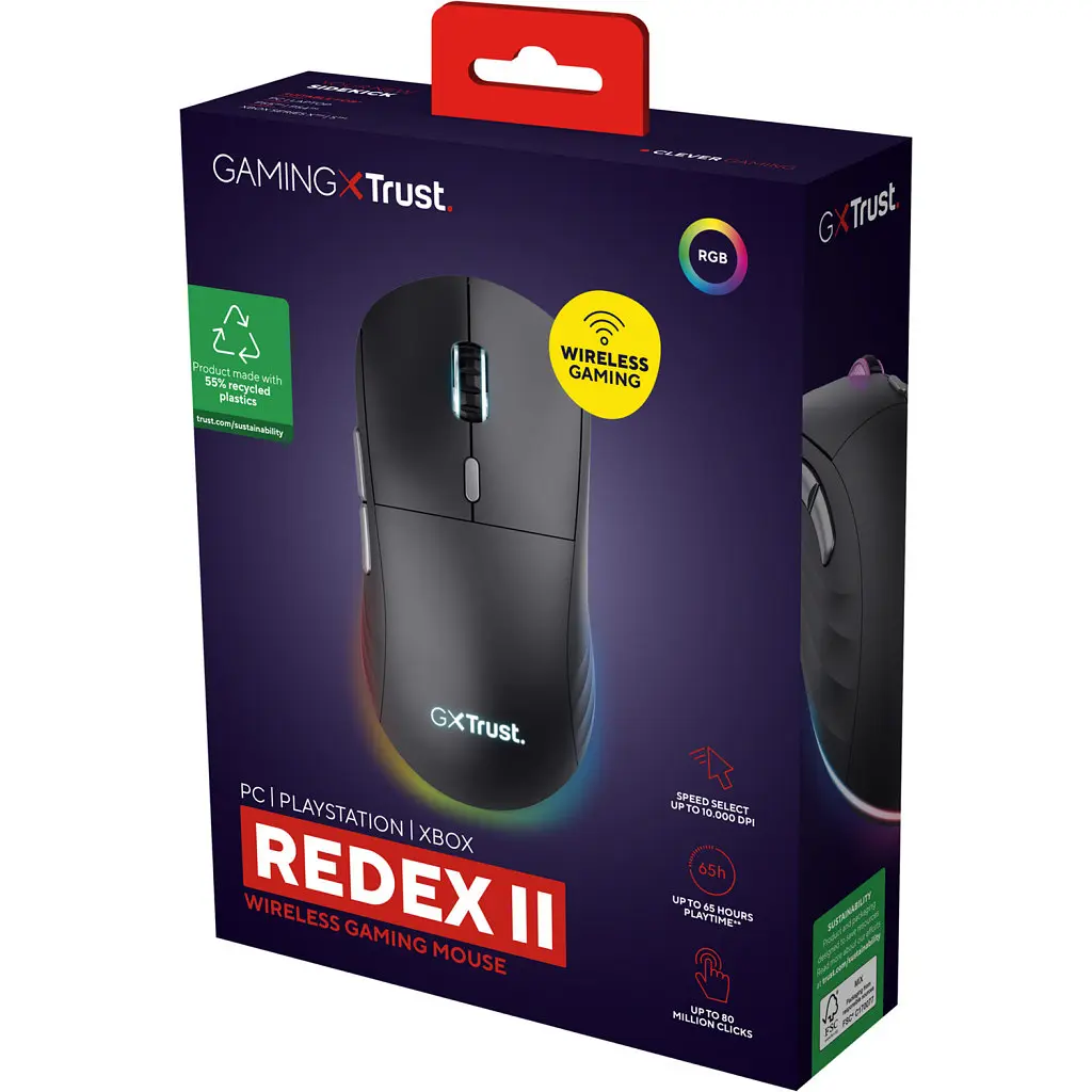 Мишка Trust GXT 926 Redex II Wireless/USB-A/USB-C Black (25126) - фото 12
