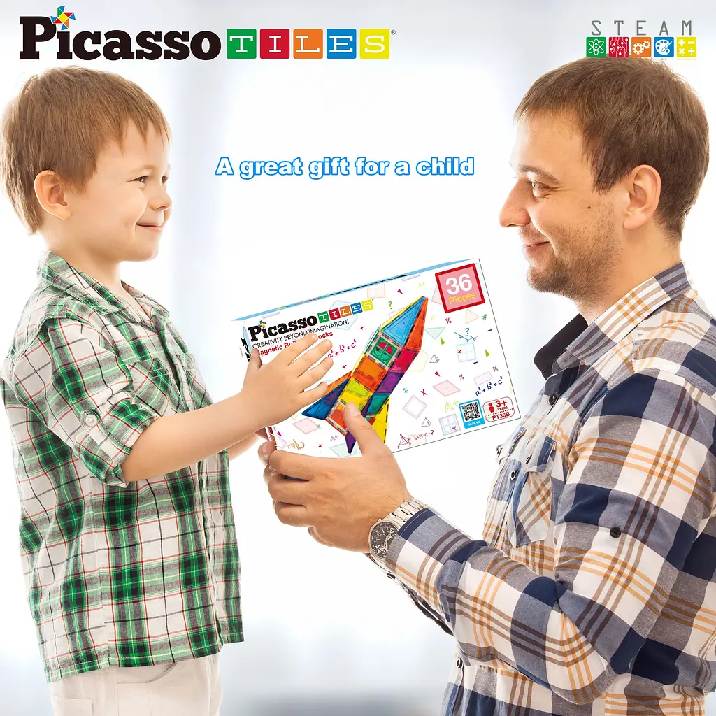 Конструктор магнитный Picasso Tiles Magnetic Building Blocks 36 деталей (PT36B) - фото 7