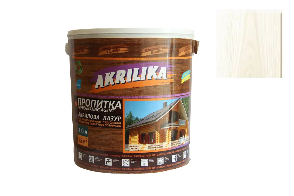 Акрилова лазур для дерева Impregnant Agent Akrilika білий 2 л - фото 2