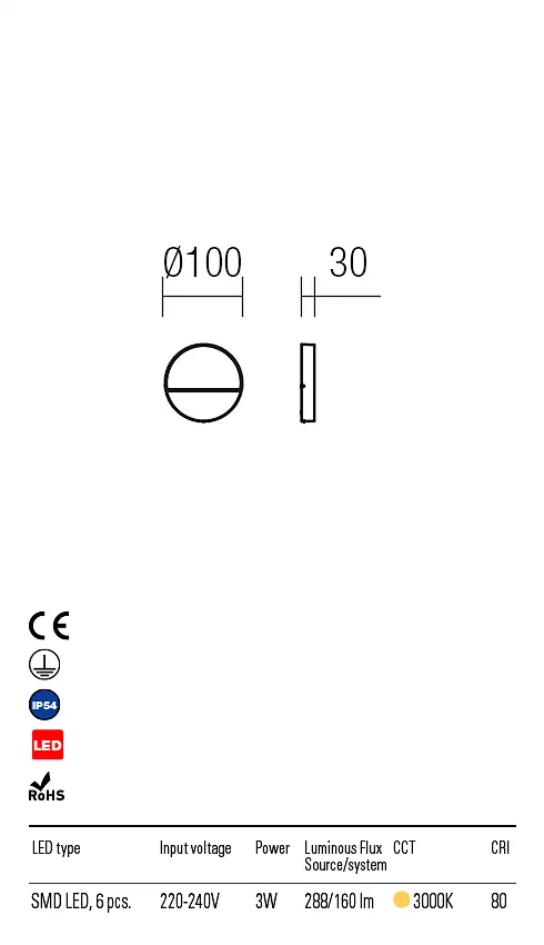 Бра вуличне EVEN AP SM LED SMD 3W IP54 DG 3000K (RO) (5.1.2) Redo 9149 - фото 3