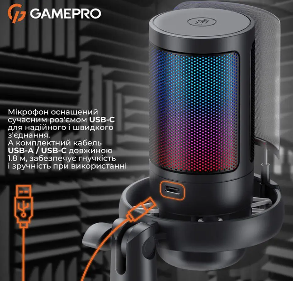 Мікрофон із пантографом конденсаторний GamePro UGM-145-B USB Black - фото 8
