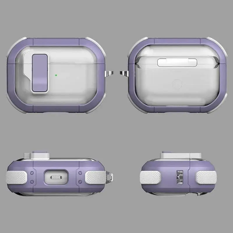 Футляр протиударний Locking Button для навушників Airpods Pro 3 Light Purple - фото 3
