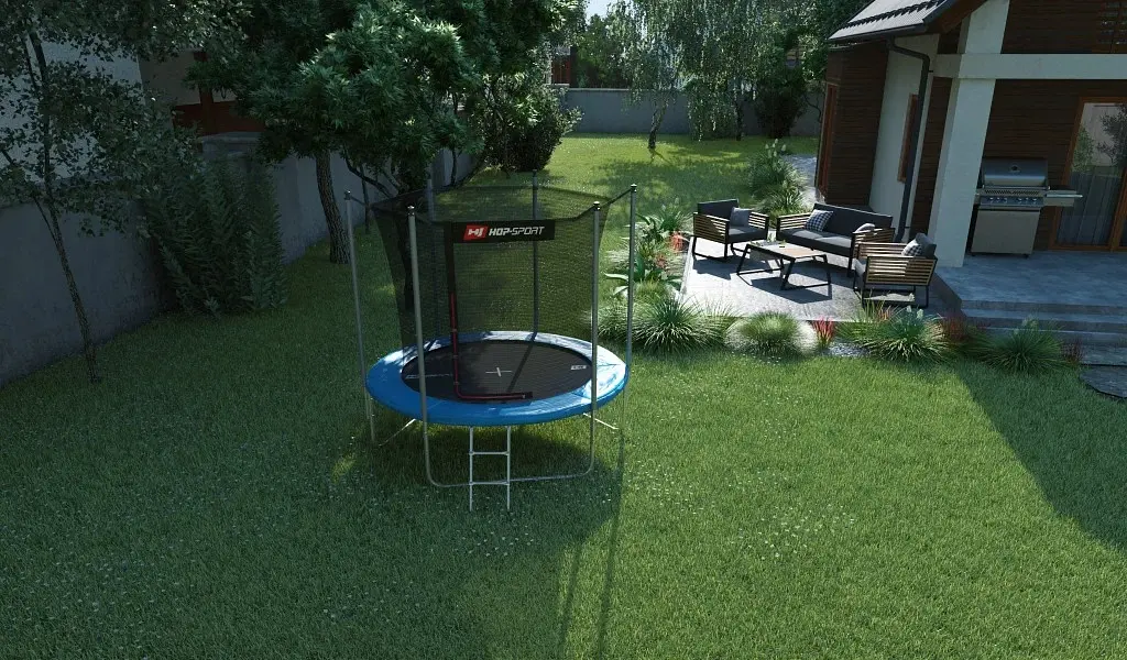 Батут Hop-Sport 8ft с внутренней сеткой 244 см синий - фото 13