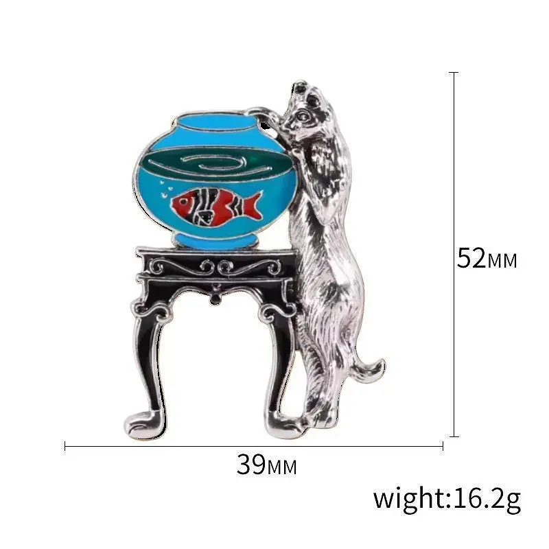 Брошь Кот и рыбка серебряный (494693311) - фото 2