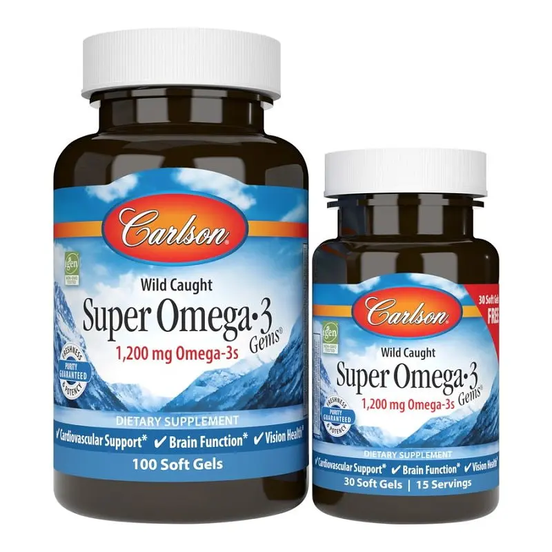 Жирні кислоти Carlson Labs Wild Caught Super Omega-3 Gems 1200 mg 100+30 капсул - фото 2