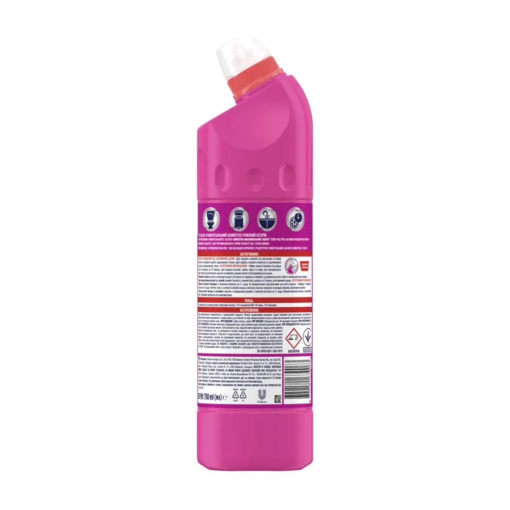 Рідина для чищення ванн Domestos Максимальний Захист Рожевий шторм 750 мл (8720181679063) - фото 2