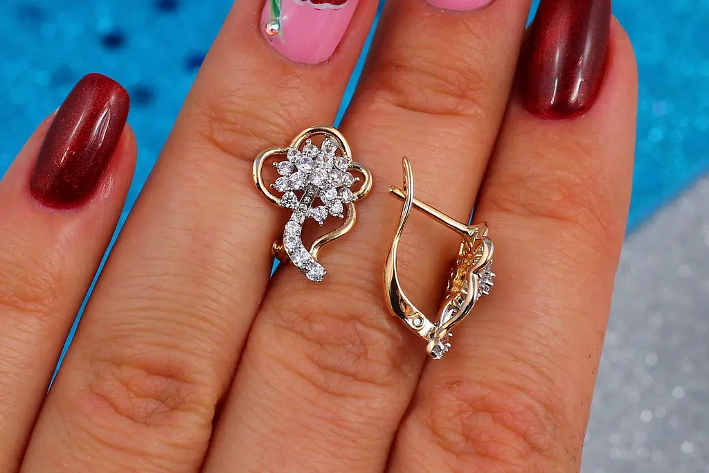 Сережки Xuping Jewelry родована кульбабка 1,5 см золотисті - фото 4