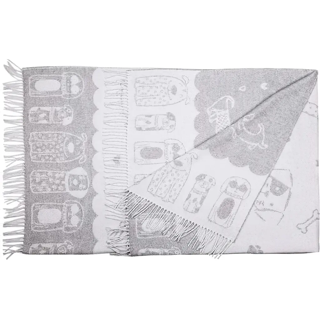 Плед Love You Собаки бавовняний 140х200 см світло-сірий (4144) - фото 2