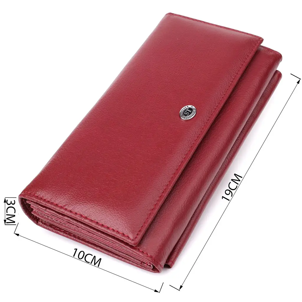Жіночий гаманець з кишенею для телефону з натуральної шкіри ST Leather 23069 бордовий - фото 3