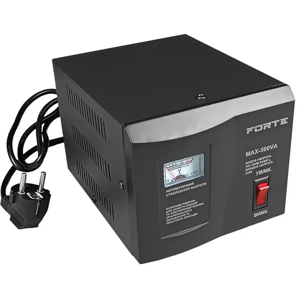 Стабилизатор напряжения Forte MAX-500VA 500 Вт релейный 5 кВт (42061) - фото 3