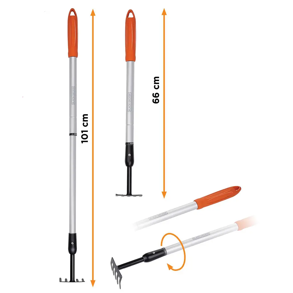 Грабли садовые Black+Decker телескопический 66-101 см - фото 6