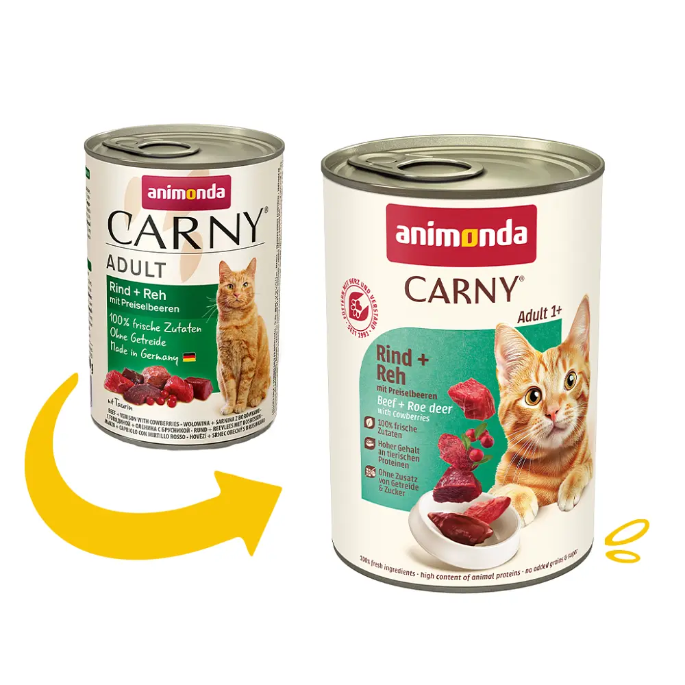 Вологий корм для кішок Animonda Carny Adult Beef + Venison with Cowberries з яловичиною, оленіною та брусницею 400 г (арт.AM-83716) - фото 2