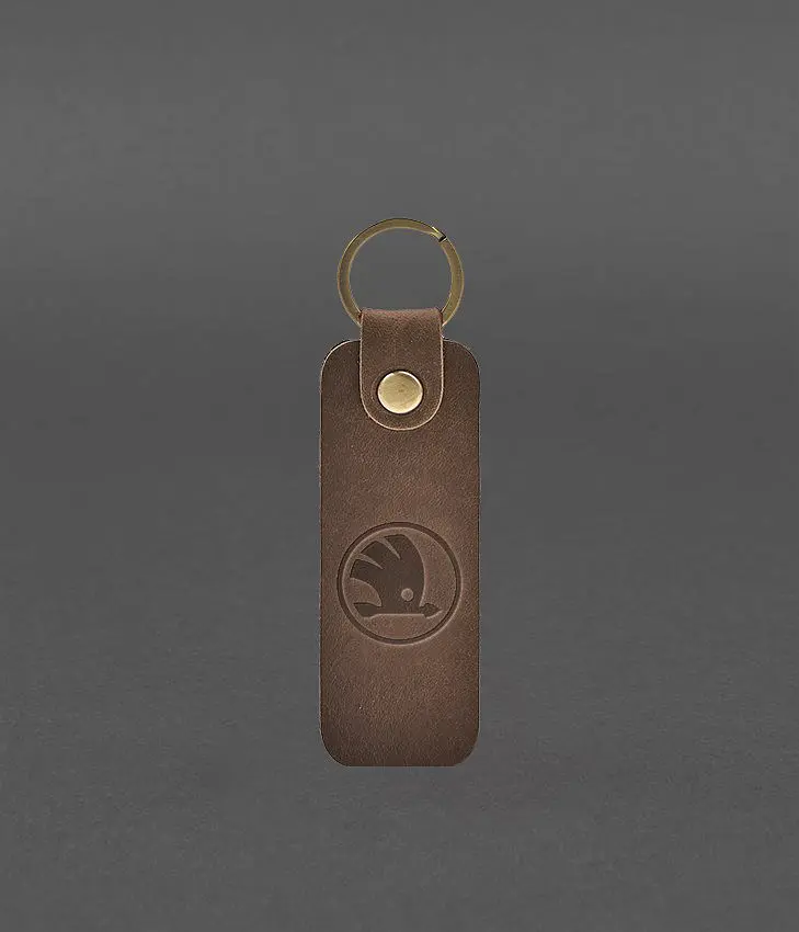 Шкіряний брелок для Авто Skoda темно-коричневий Crazy Horse - фото 2
