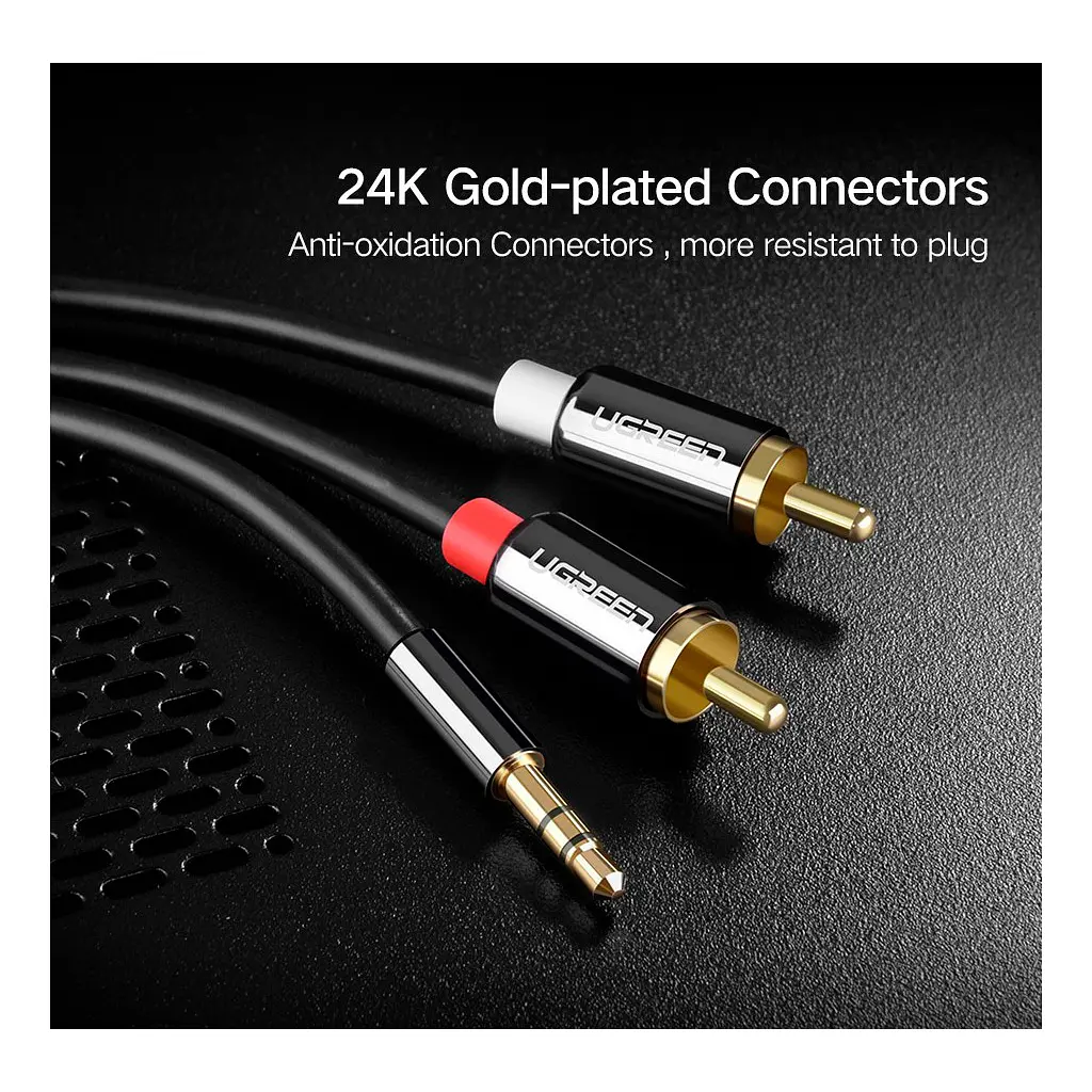 Кабель мультимедійний 3.5mm M to 2xRCA M 5.0m AV116 black Ugreen (10591) - фото 8