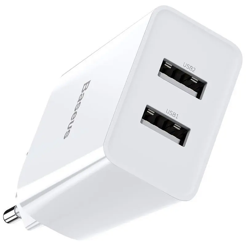 Мережевий зарядний пристрій Baseus Speed ​​Xiaomini 2USB + Cable Lightning 2.1A TZCCFS-R02 White - фото 3