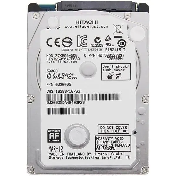 Жорсткий диск для ноутбука Hitachi 500 ГБ hts725050a7e630 - фото 2