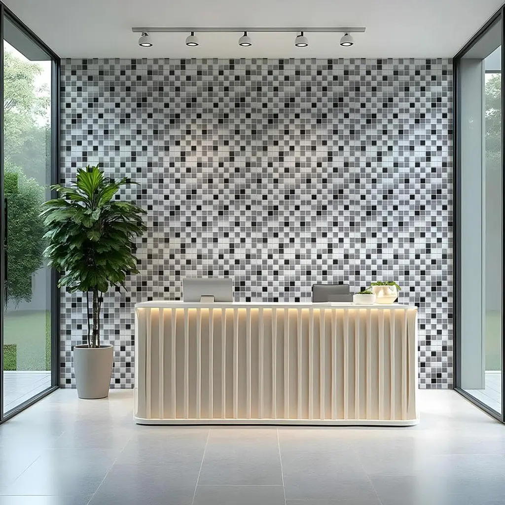 Декоративна панель Sticker Wall ПВХ 960х480х4мм Чорно-біла мозаїка SW-00001432 - фото 5