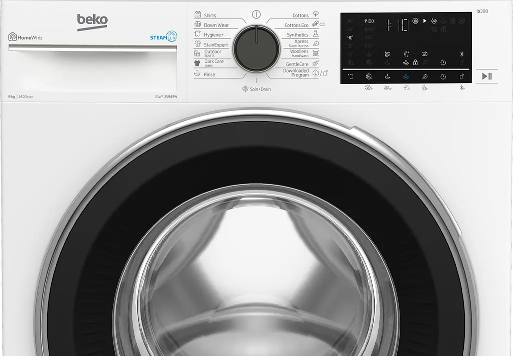 Пральна машина Beko фронтальна, 9кг, 1400, A+++, 55см, дисплей, SMART, ПАР, інвертор, білий (B3WFU5943W) - фото 5