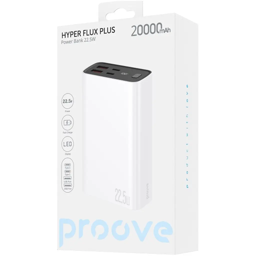 Зовнішній акумулятор Proove Hyper Flux Plus 20000mAh 22.5W White (PBF222120002) [131440] - фото 2