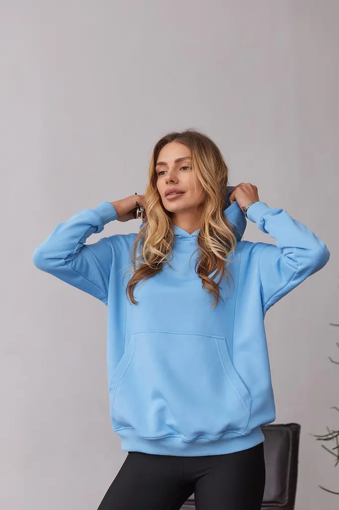 Вільний худі для майбутніх мам тринитка без начосу Chelm L-XL (46-48) Lullababe Блакитний - фото 5