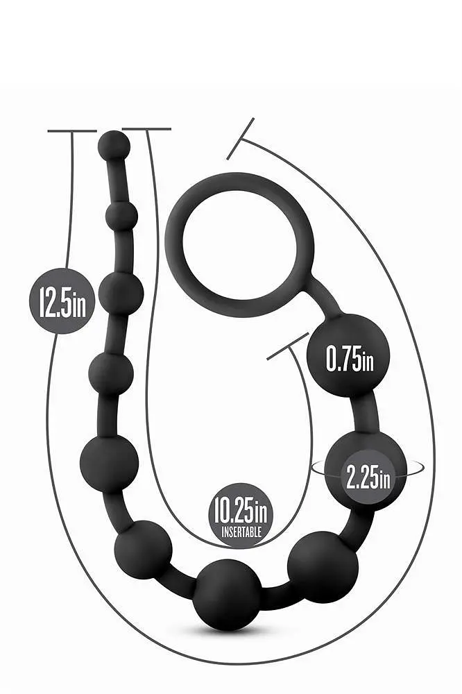 Анальная цепочка Anal Adventures Platinum Anal Beads 31.8 см (черный) - фото 4